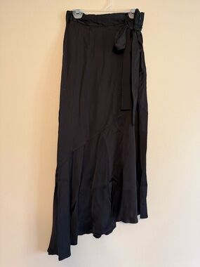 Stockholm Atelier & Other Stories Black Asymmetrical Midi wrap Skirt size 4